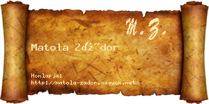 Matola Zádor névjegykártya